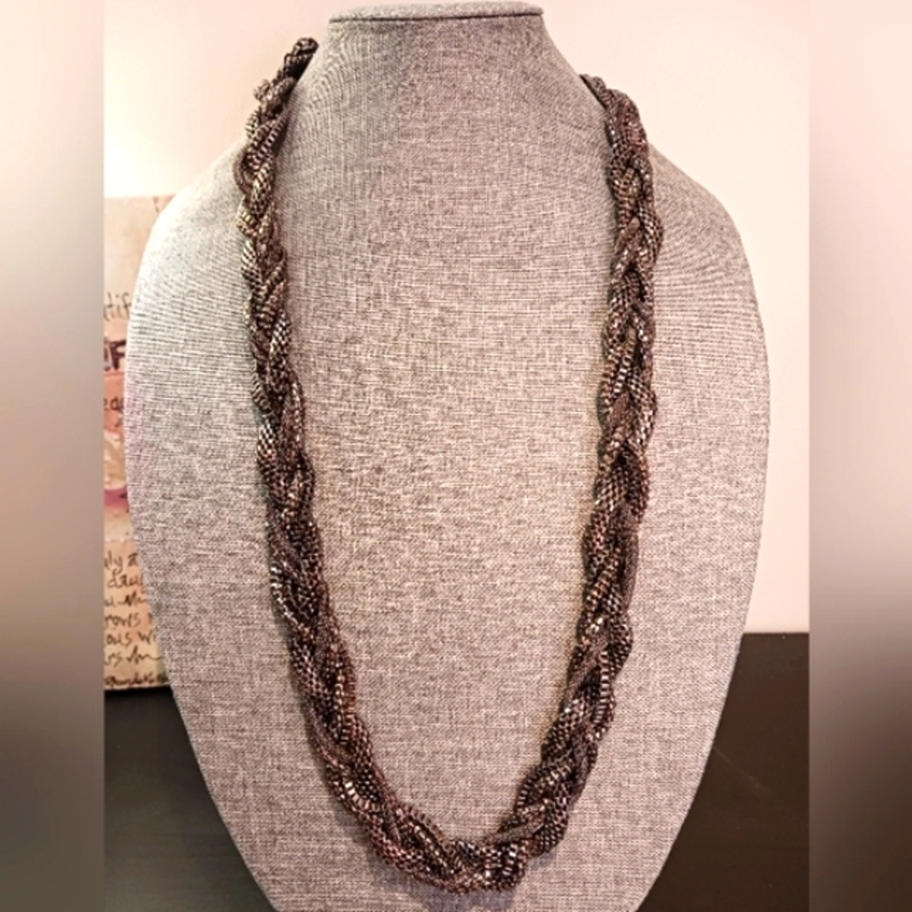 Gunmetal HEAVY Braided Necklace or Belt - Pre-loved (32"-41")